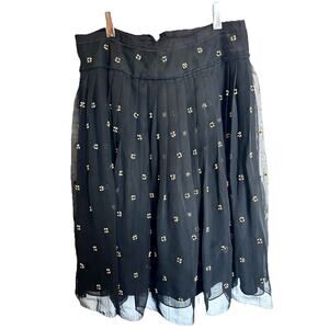 Talbots VTG Black Chiffon Beaded Pleated Skirt Sz 10P Balletcore Fairycore